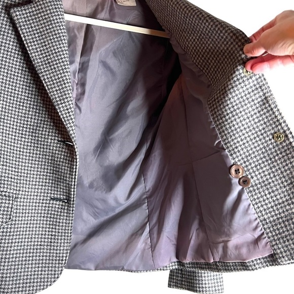 Central Park International Vintage 100% Wool Houndstooth Tweed Blazer Size 8 - Picture 4 of 9